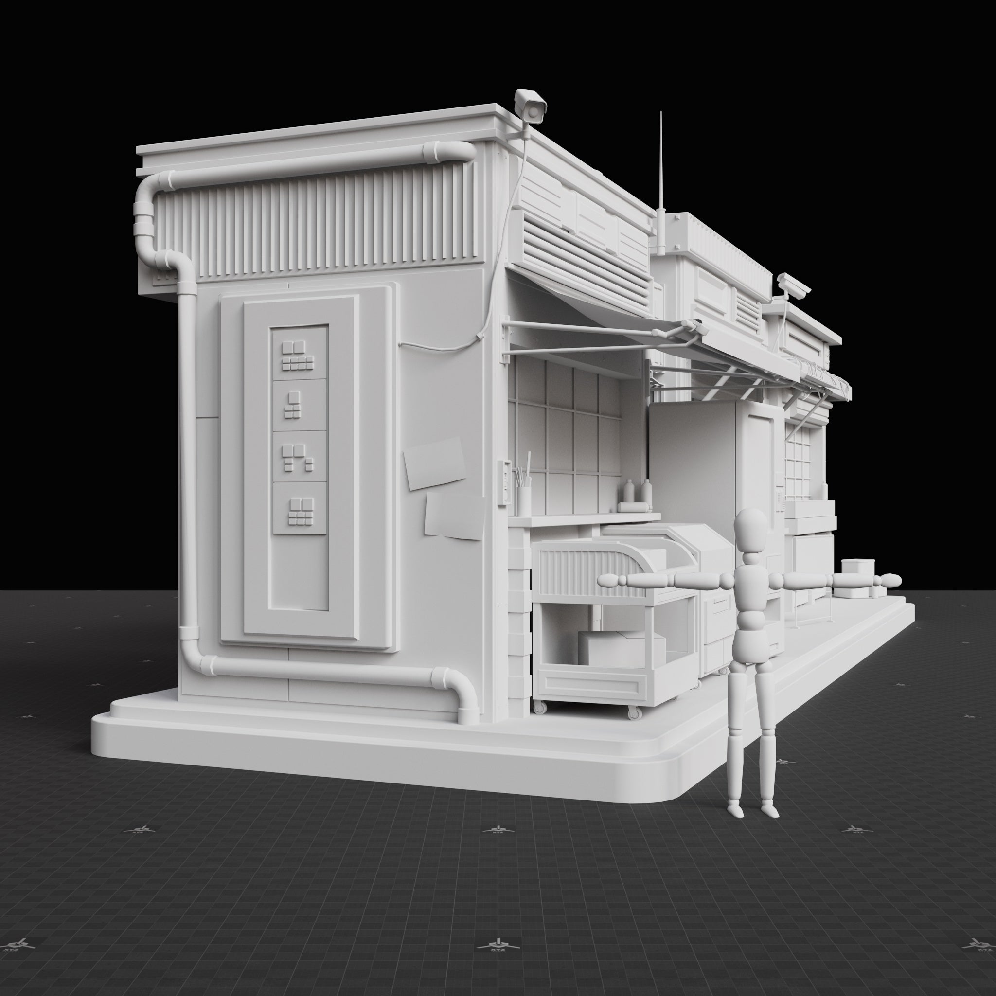Base Mesh - Cyberpunk - Building Set