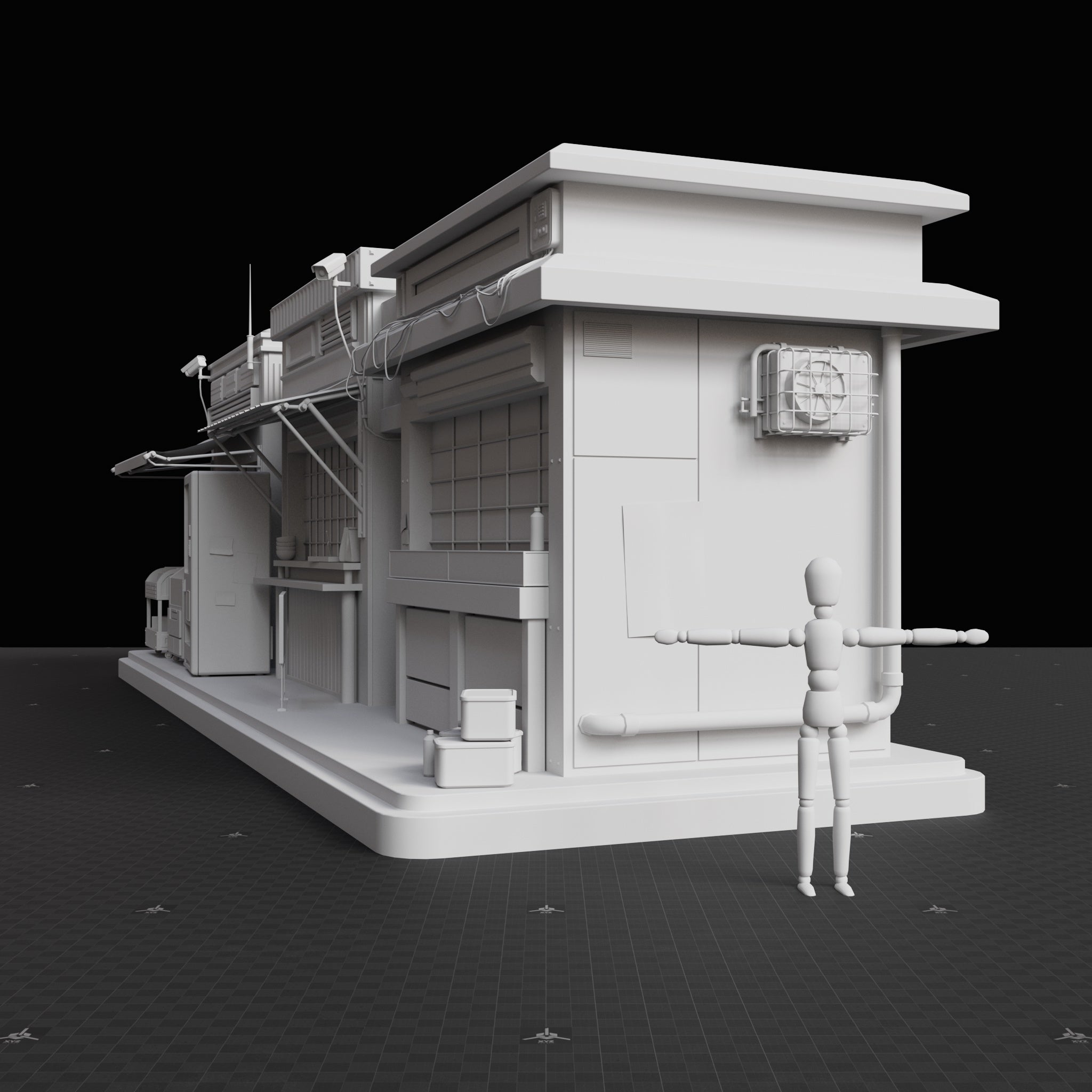 Base Mesh - Cyberpunk - Building Set