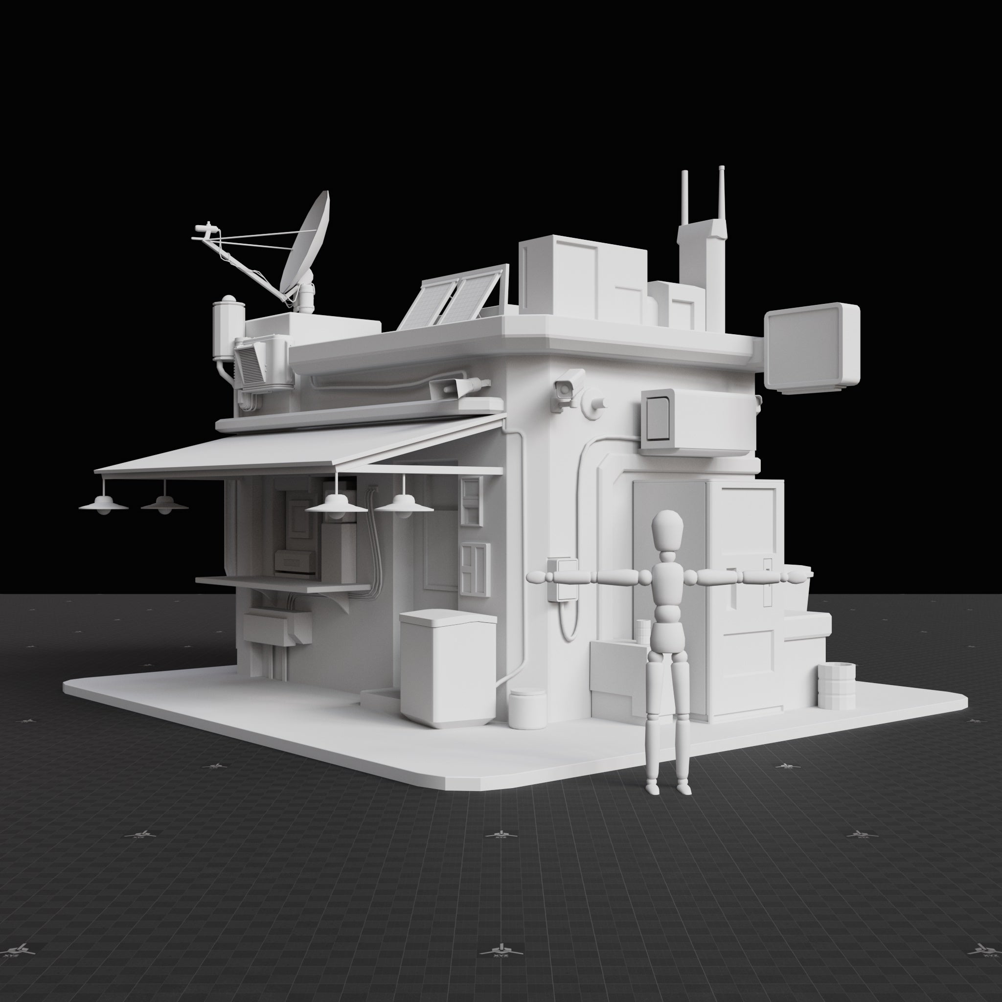Base Mesh - Cyberpunk - Food Shop 01