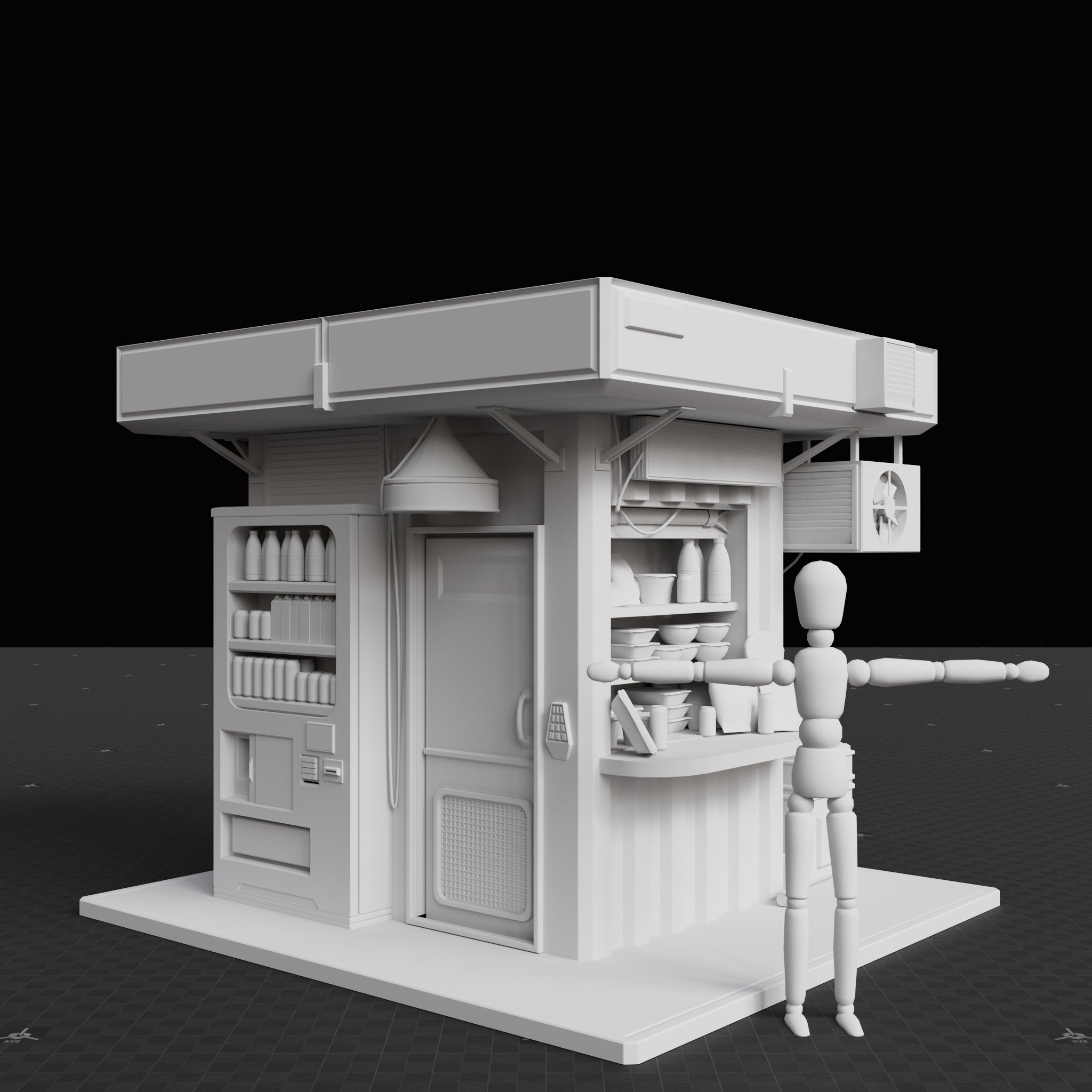 Base Mesh - Cyberpunk - Food Shop 03