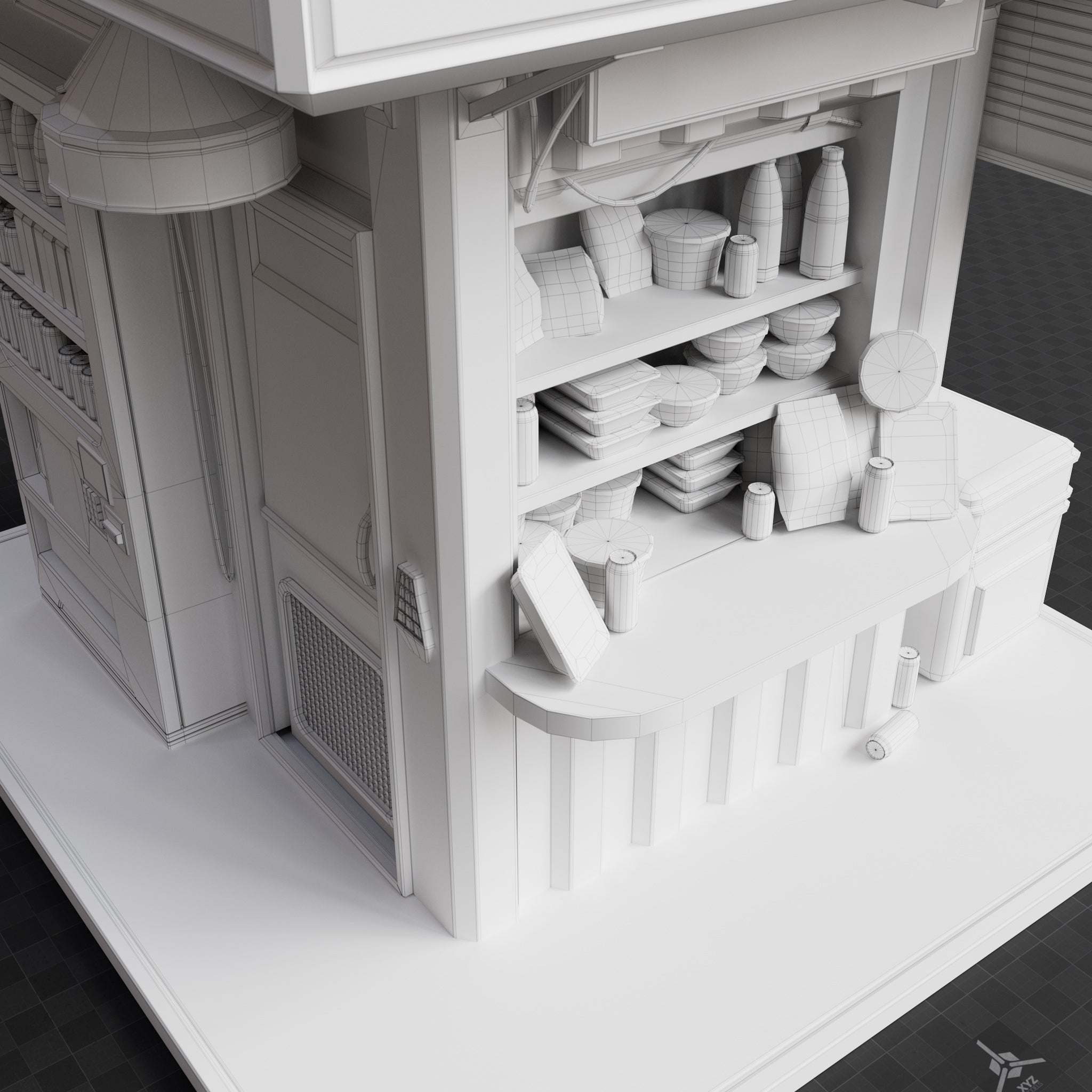 Base Mesh - Cyberpunk - Food Shop 03
