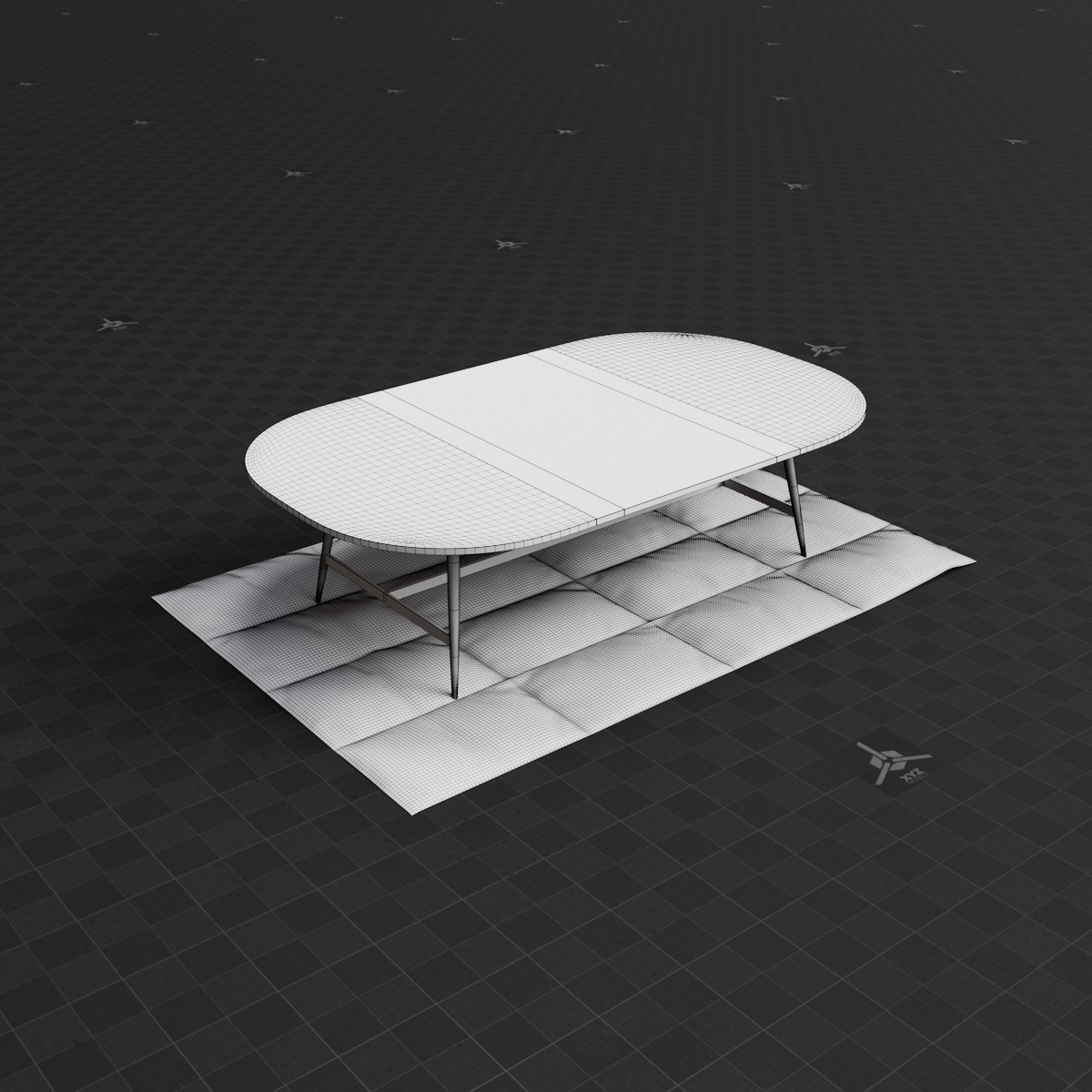 Base Mesh - Archviz - Coffee Table & Rug Set 01