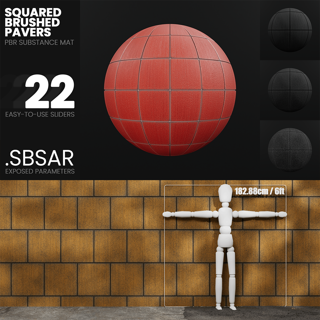 Substance Material - Squared Brushed Pavers