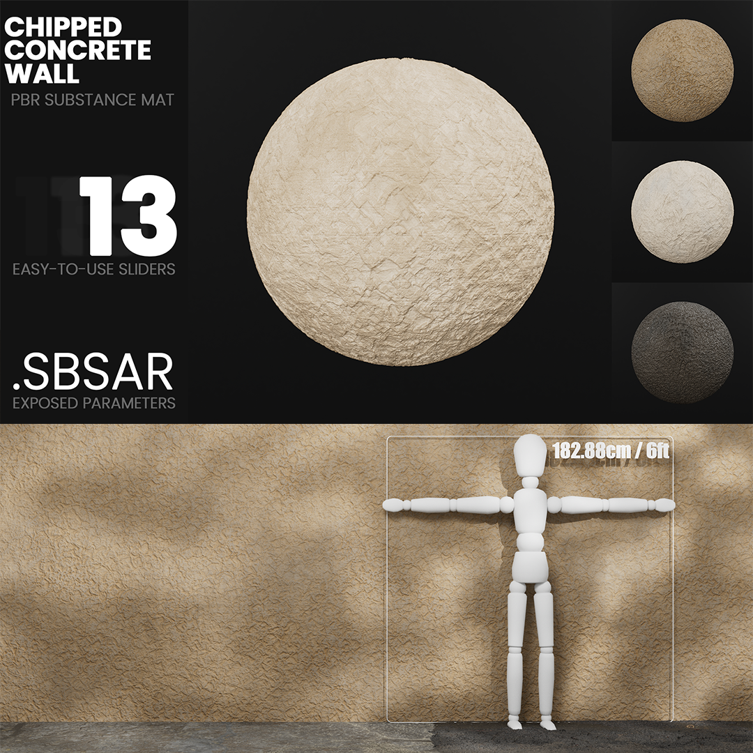 Substance Material - Chipped Concrete Wall