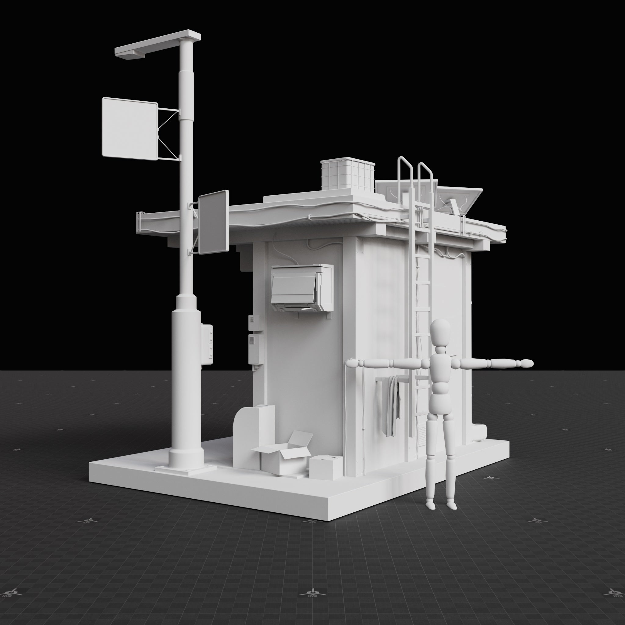 Base Mesh - Cyberpunk - Bus Stop 01