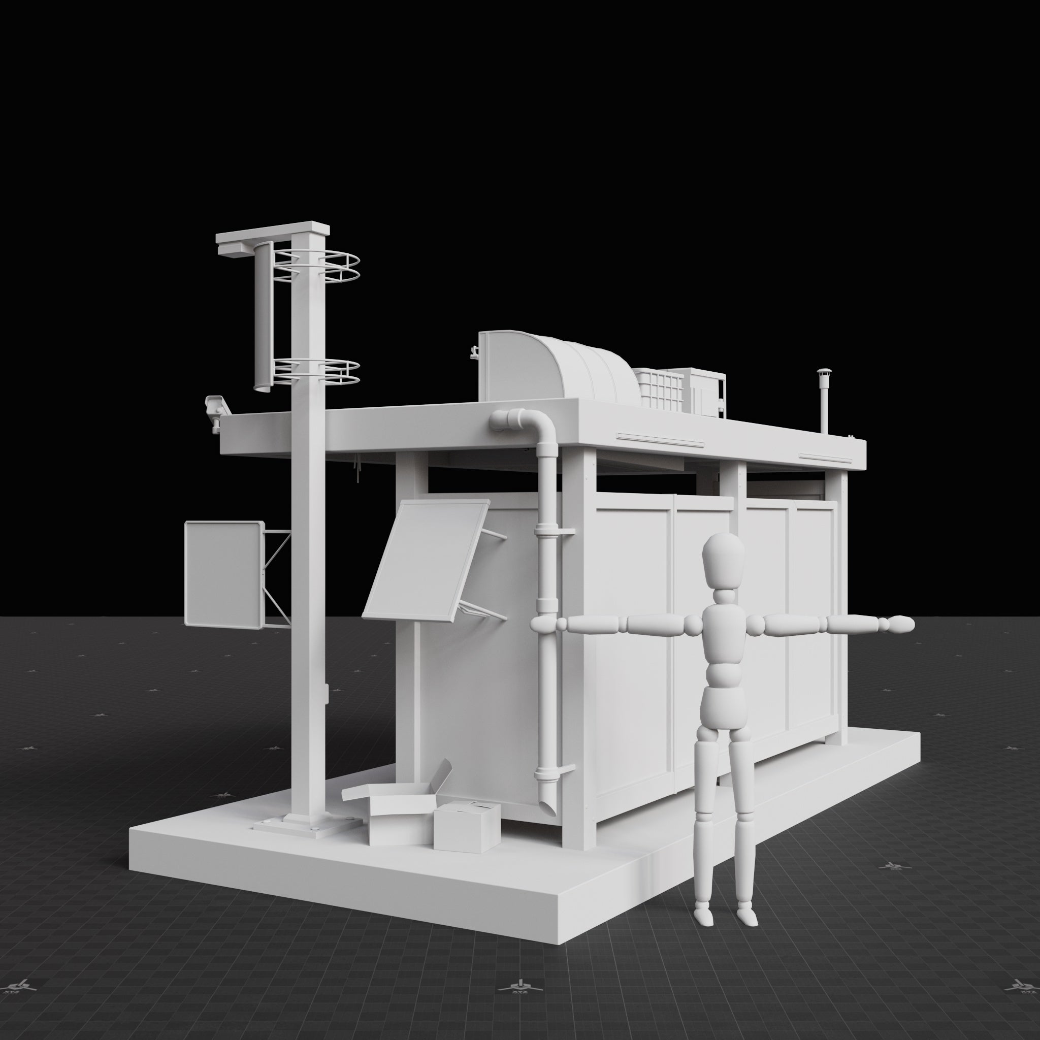 Base Mesh - Cyberpunk - Bus Stop 02