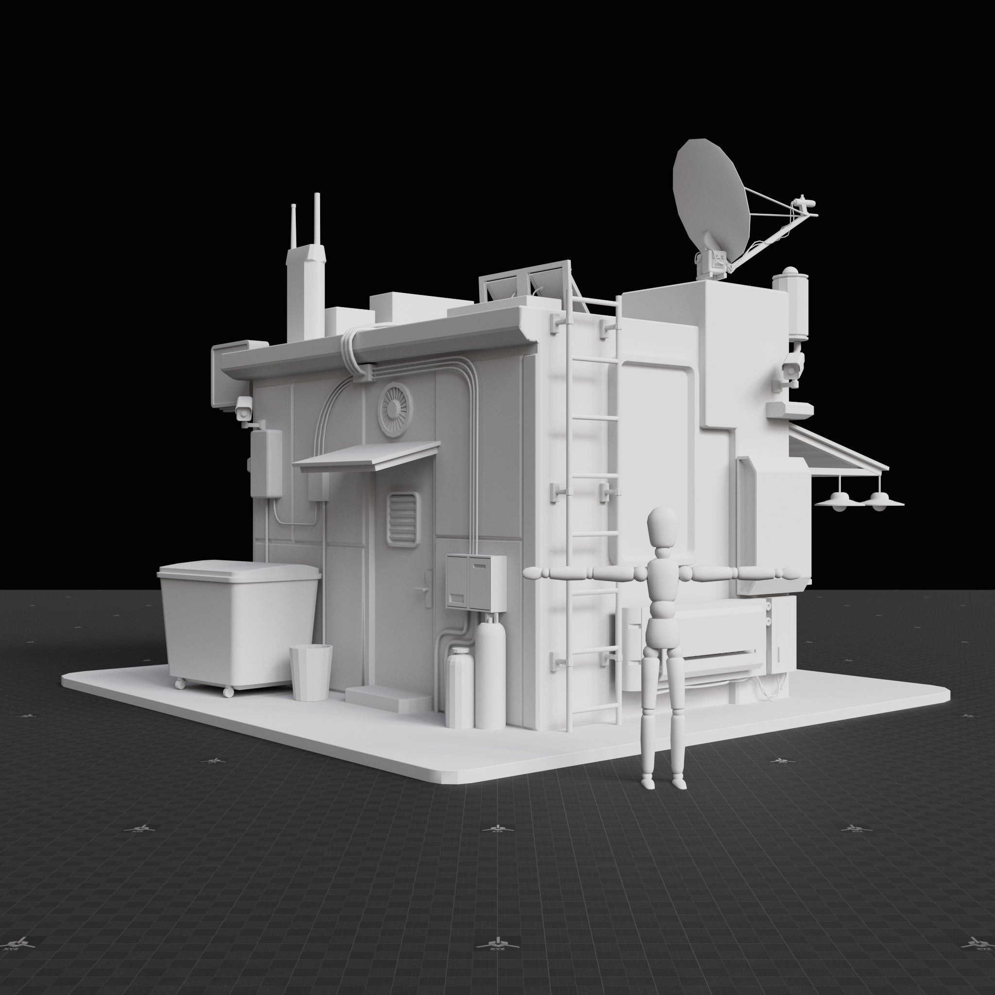 Base Mesh - Cyberpunk - Food Shop 01