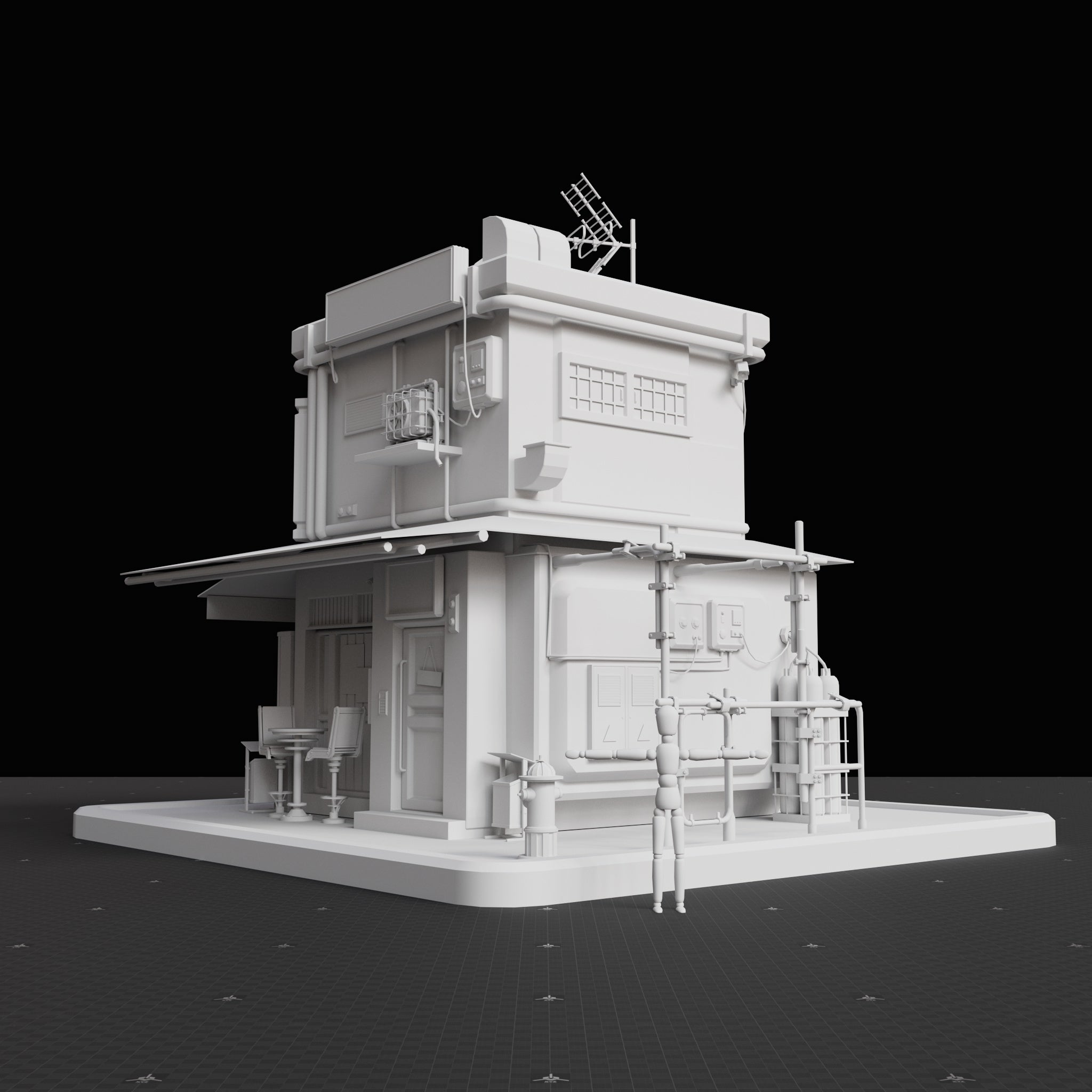 Base Mesh - Cyberpunk - Food Shop 02