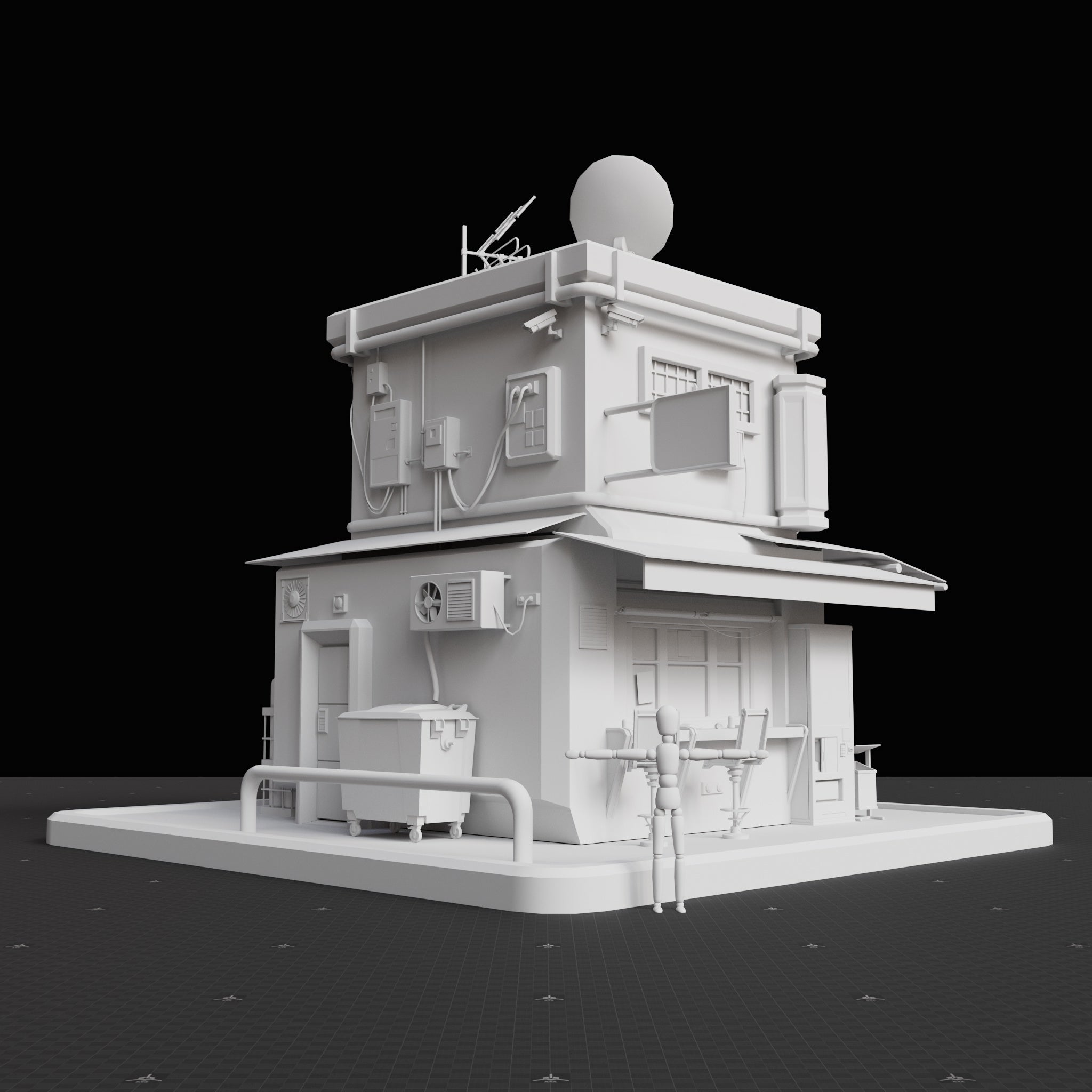 Base Mesh - Cyberpunk - Food Shop 02