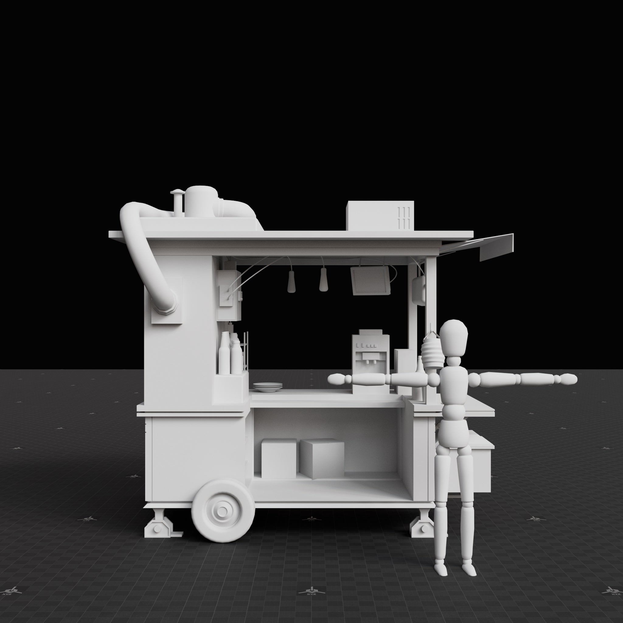 Base Mesh - Cyberpunk - Food Cart