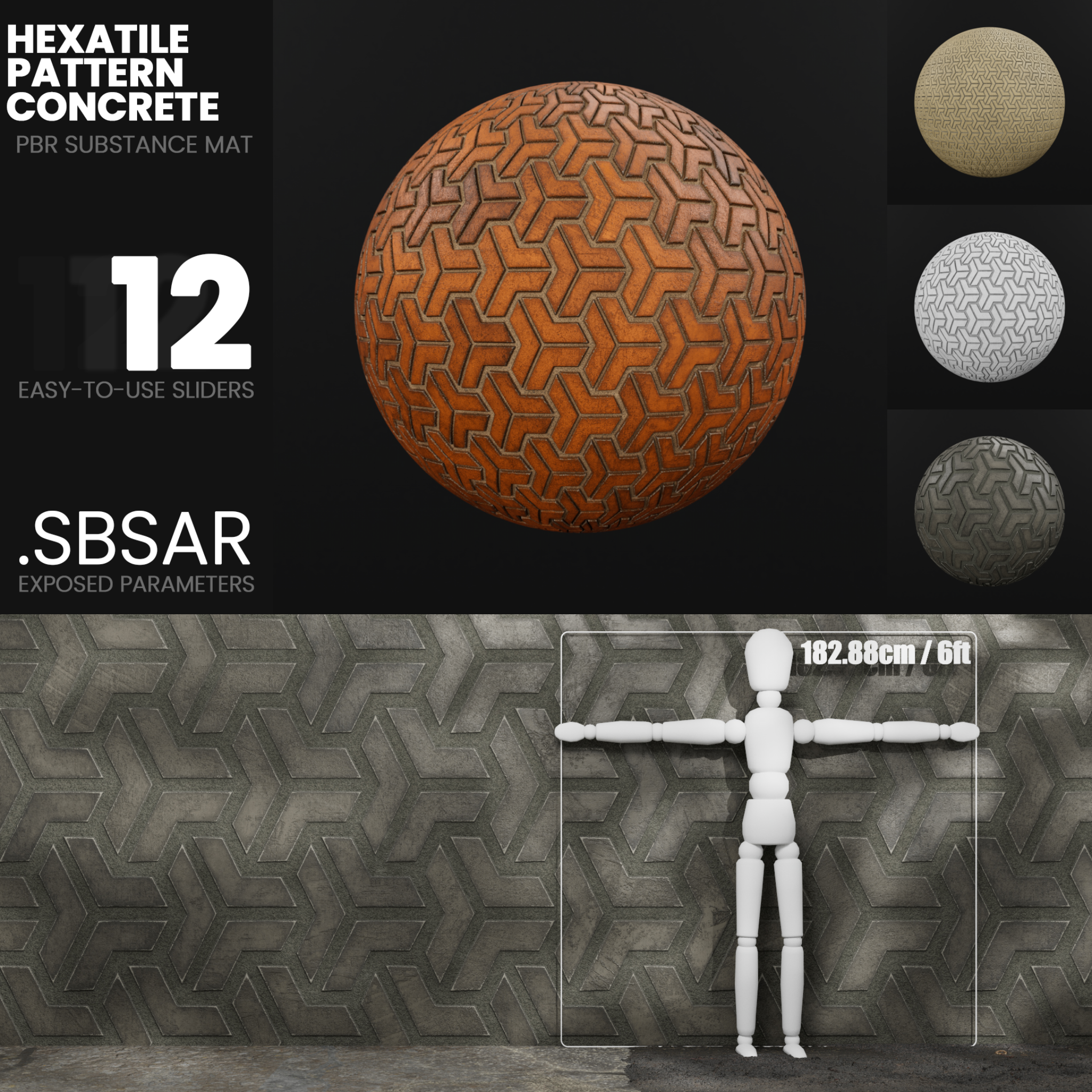 Substance Material - Hexatile Pattern Concrete