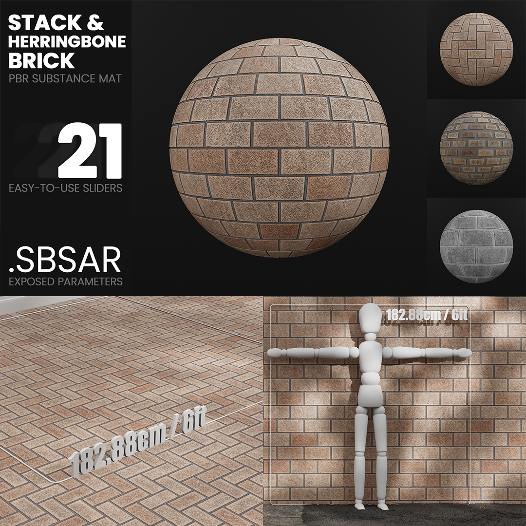 Substance Material - Stack and Herringbone Brick