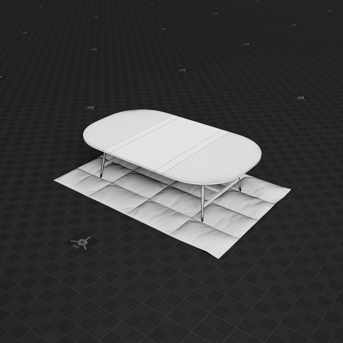 Base Mesh - Archviz - Coffee Table & Rug Set 01