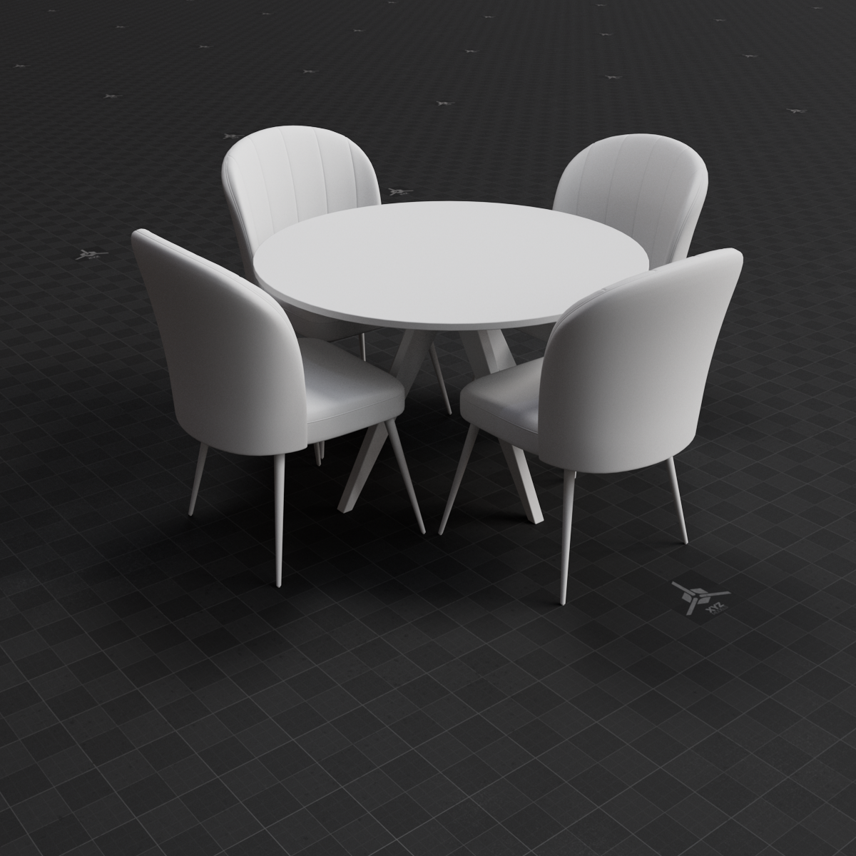 Base Mesh - Archviz - Dining Table & Chairs Set 05