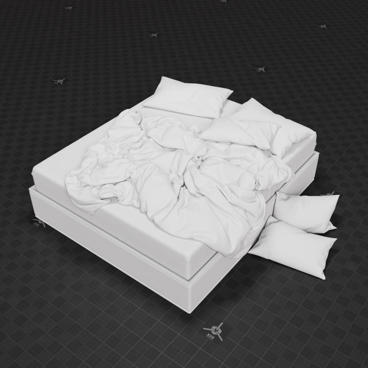 Base Mesh - Archviz - King Bed 01 Messy