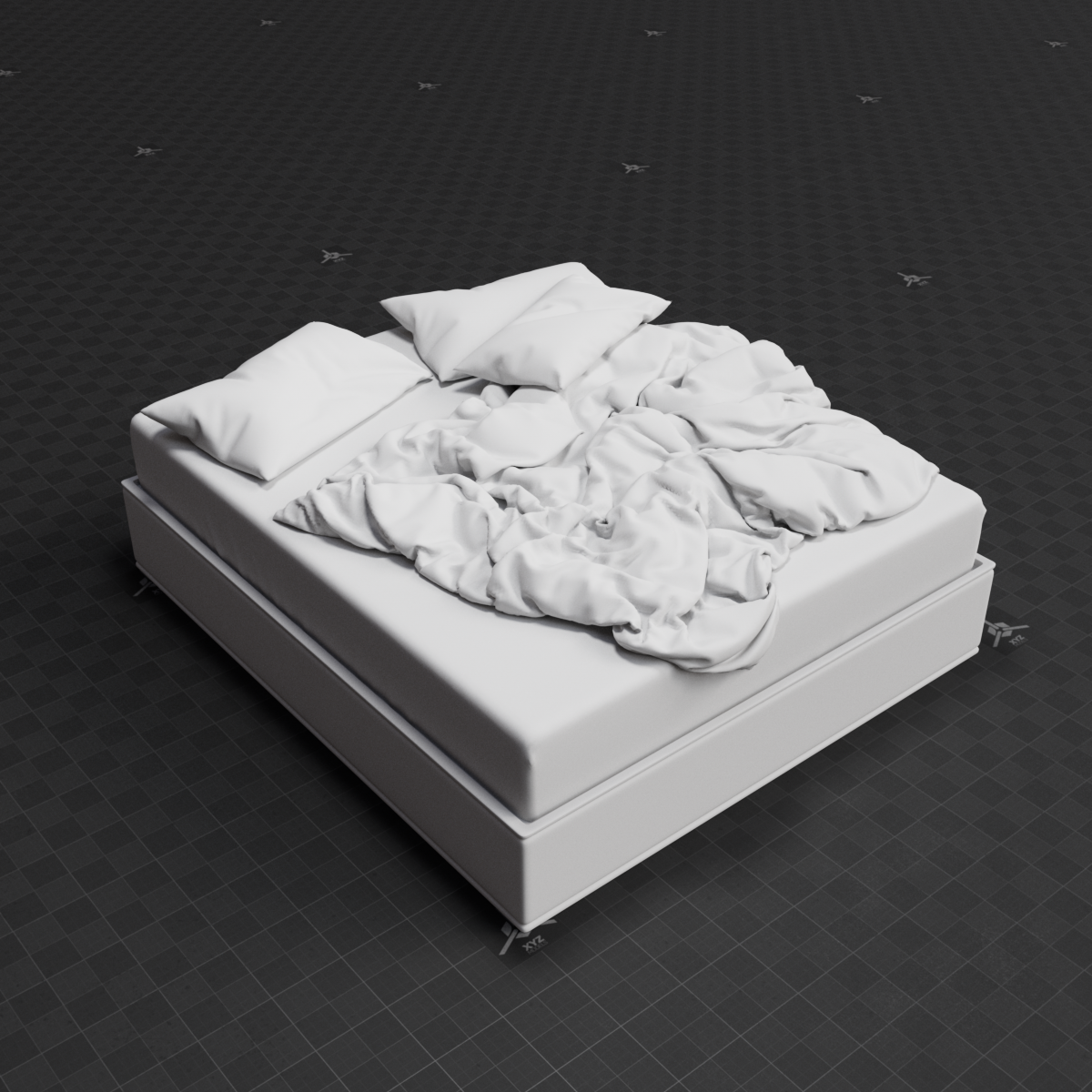 Base Mesh - Archviz - King Bed 01 Messy