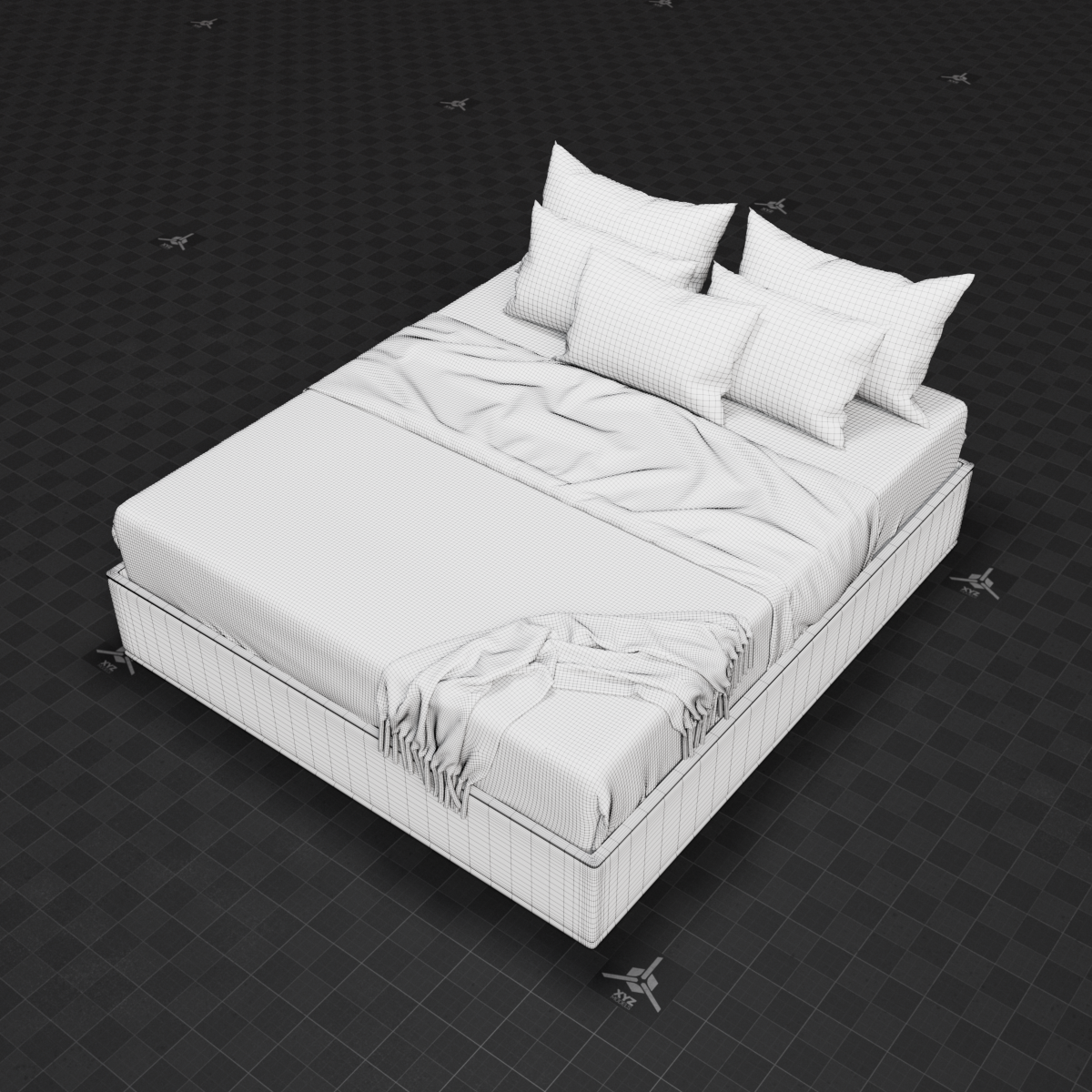 Base Mesh - Archviz - King Bed 01 Neat