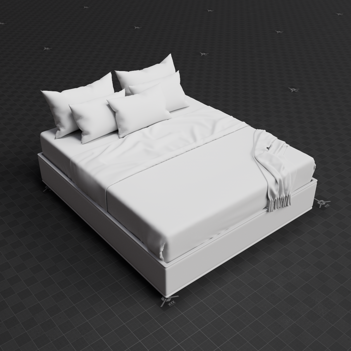Base Mesh - Archviz - King Bed 01 Neat