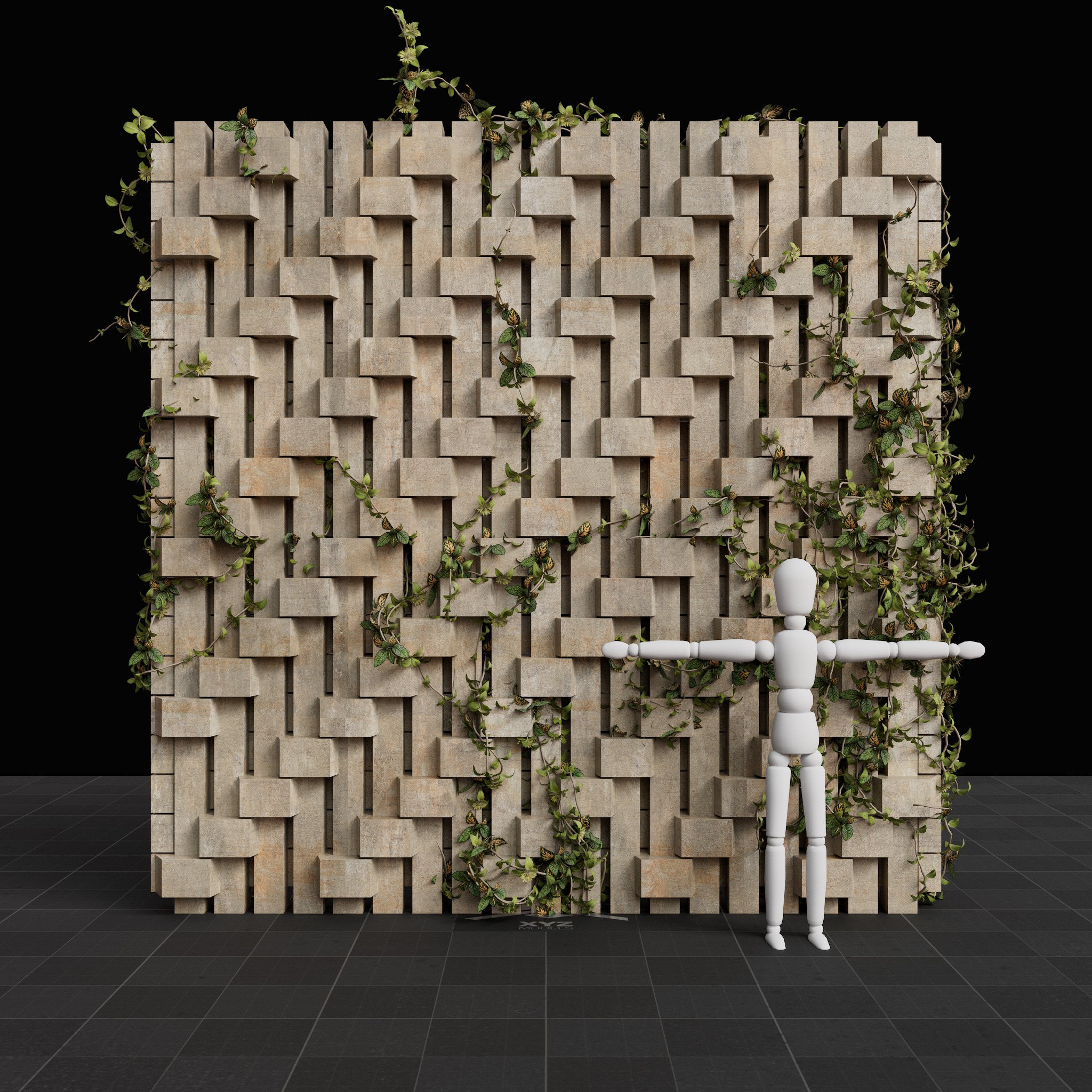 Brutalist Ivy Wall 01