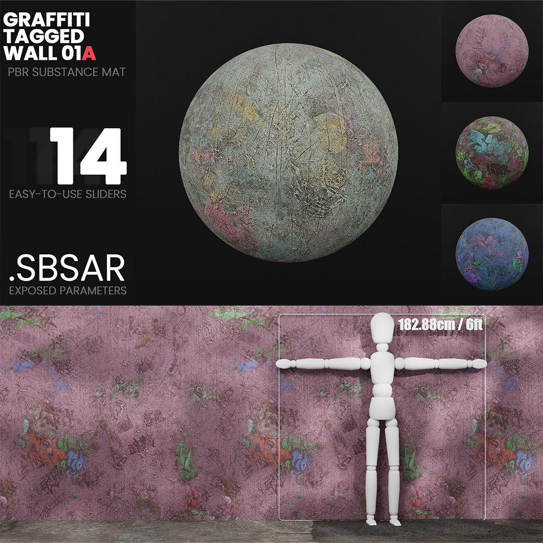 Substance Material - Graffiti Tagged Wall 01A