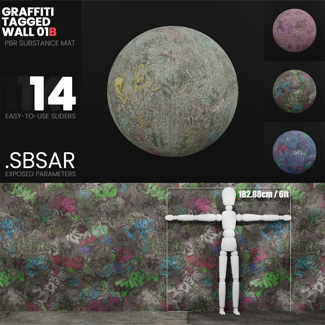 Substance Material - Graffiti Tagged Wall 01B