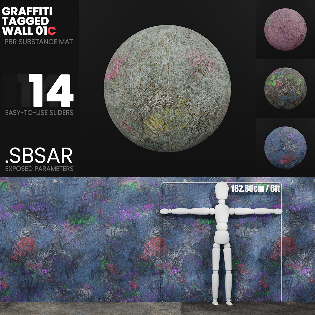 Substance Material - Graffiti Tagged Wall 01C