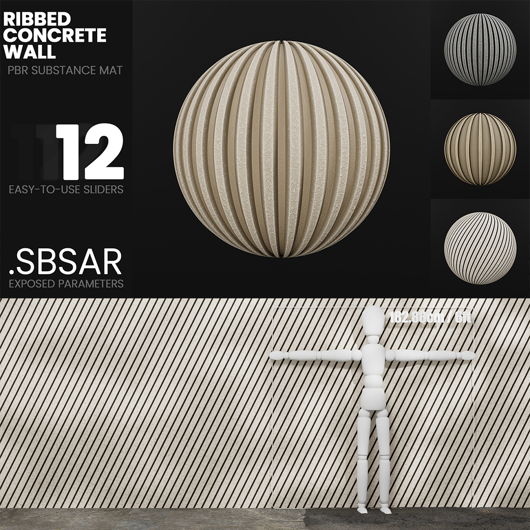 Substance Material - Ribbed Concrete Wall